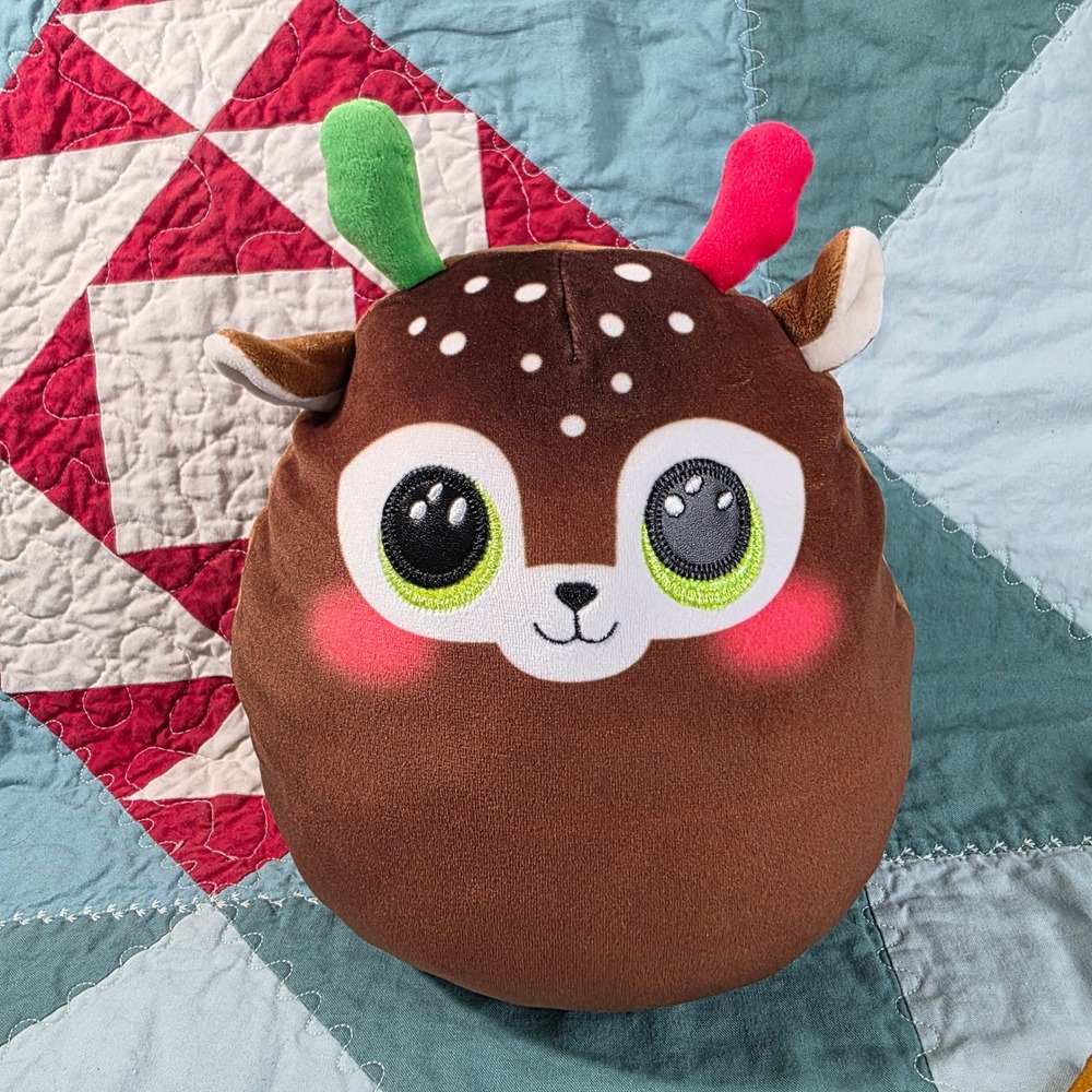 Ty Squish-a-Boos Minx Reindeer Kids Medium Brown Excellent Christmas Antlers